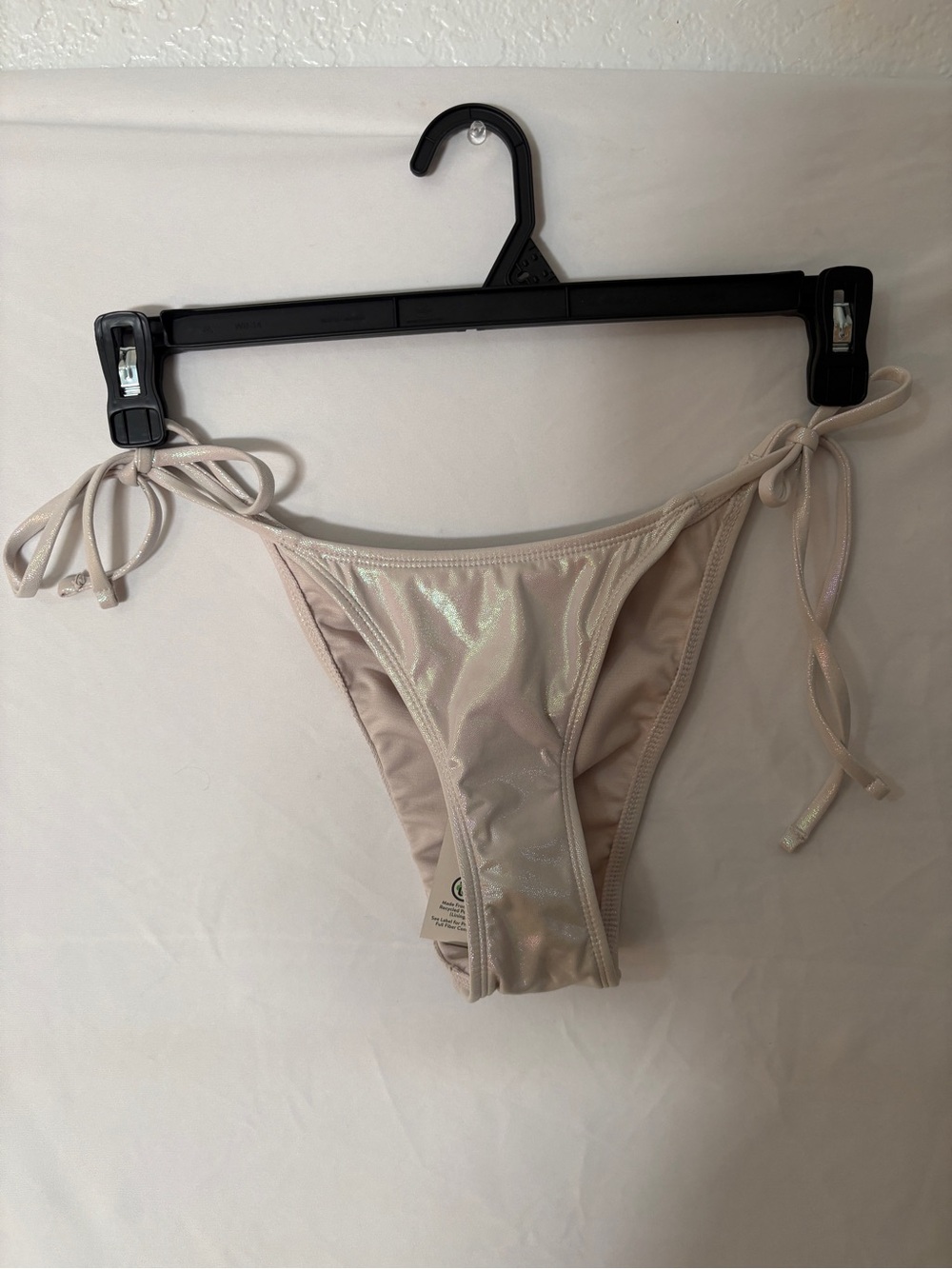 Tie-Side Iridescent Bikini Bottom - Neutral Pearl